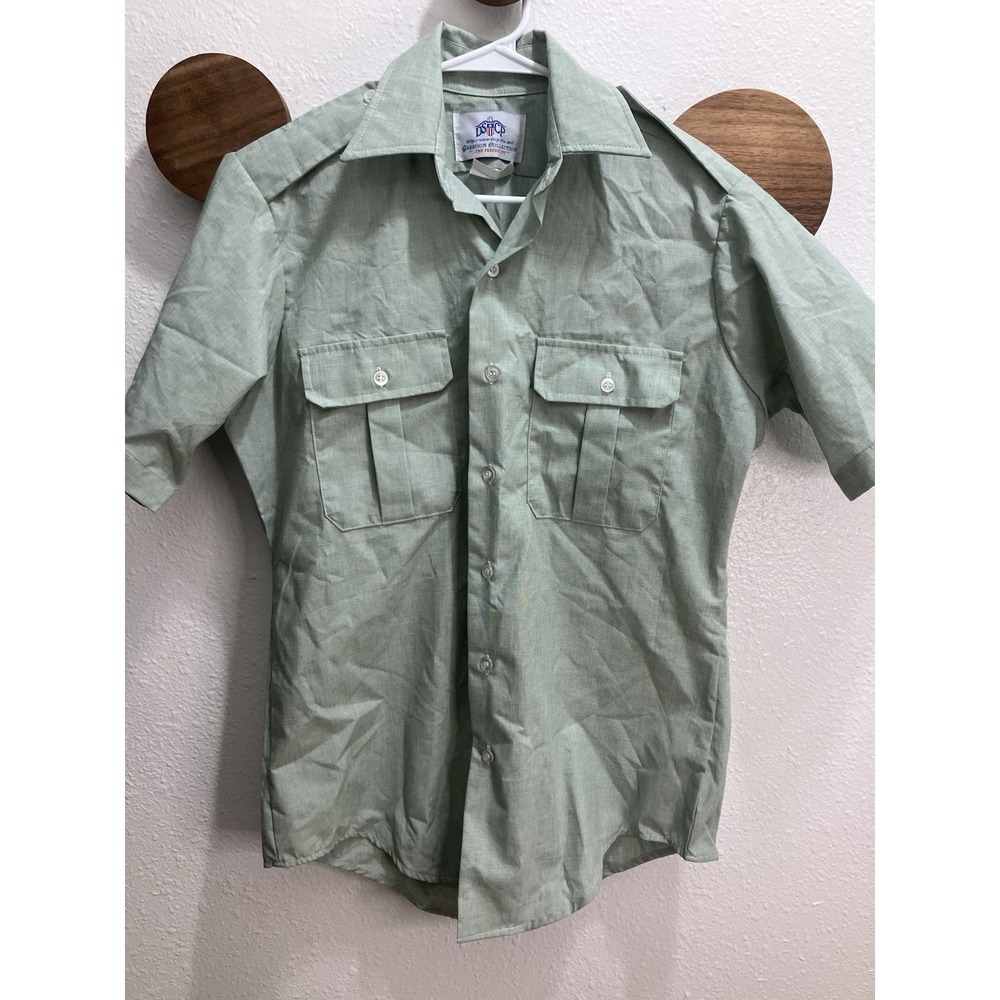 DSCP Garrison Collection Green Military Short Sleeve Uniform Top Shirt Size 15